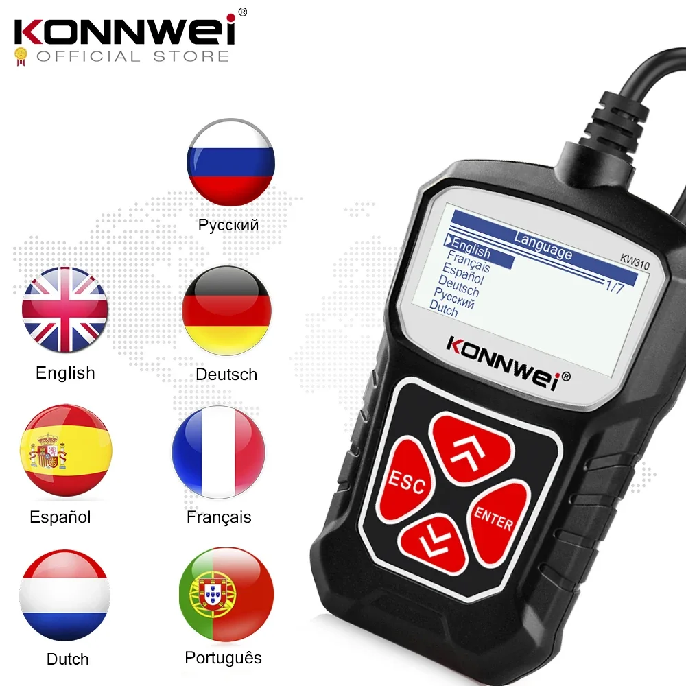 KONNWEI KW310 Obd2 Scanner Car Diagnostic Tool Obd 2 Car Scanner for Automotive Car Inspection Tools Better Than Elm327
KONNWEI KW310 Obd2 Scanner Car Diagnostic Tool Obd 2 Car Scanner for Automotive Car Inspection Tools Better Than Elm327