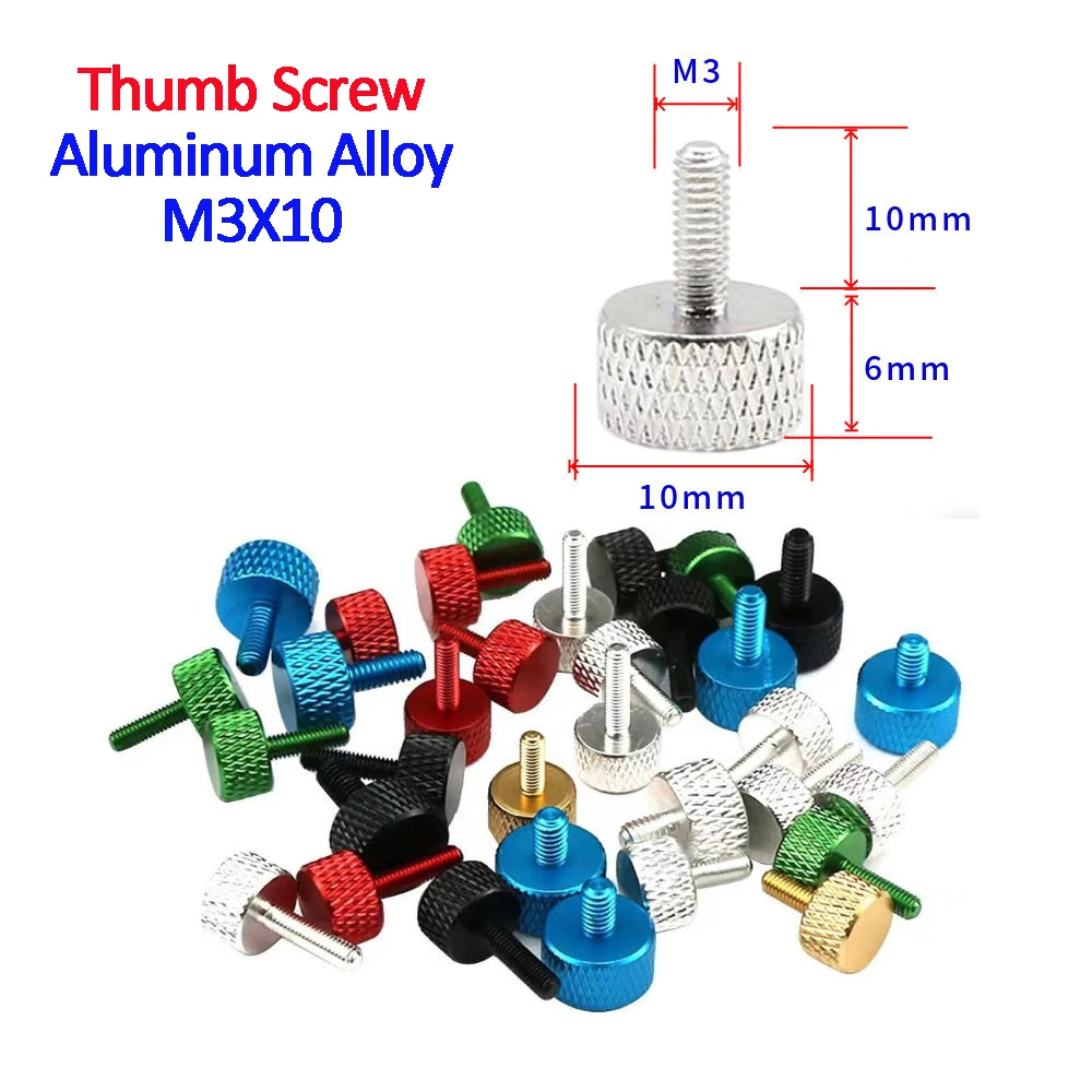 M3X10 Hand Tighten Colorful Thumb Screws Color Screws Flat Head Aluminium Knurled Thumb Screw forMotor External Case Computer
M3X10 Hand Tighten Colorful Thumb Screws Color Screws Flat Head Aluminium Knurled Thumb Screw forMotor External Case Computer
