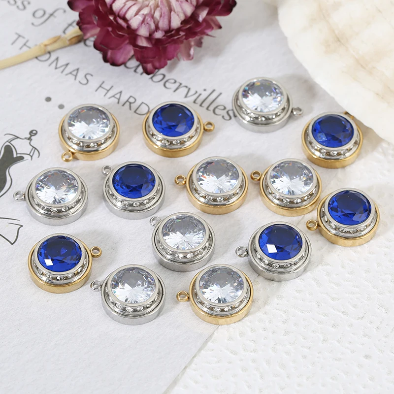 3pcs Stainless Steel Rotatable Royal Blue Round Zircon Charm Pendants for Necklace Findings DIY Jewelry Earrings Making Supplies
3pcs Stainless Steel Rotatable Royal Blue Round Zircon Charm Pendants for Necklace Findings DIY Jewelry Earrings Making Supplies