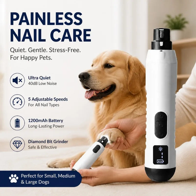 High Speed Electric Pet Nail Grinder Dual Light LCD Display Rechargeable Clipper Trimmer Grooming Tool for Dogs Cats Supplies
High Speed Electric Pet Nail Grinder Dual Light LCD Display Rechargeable Clipper Trimmer Grooming Tool for Dogs Cats Supplies