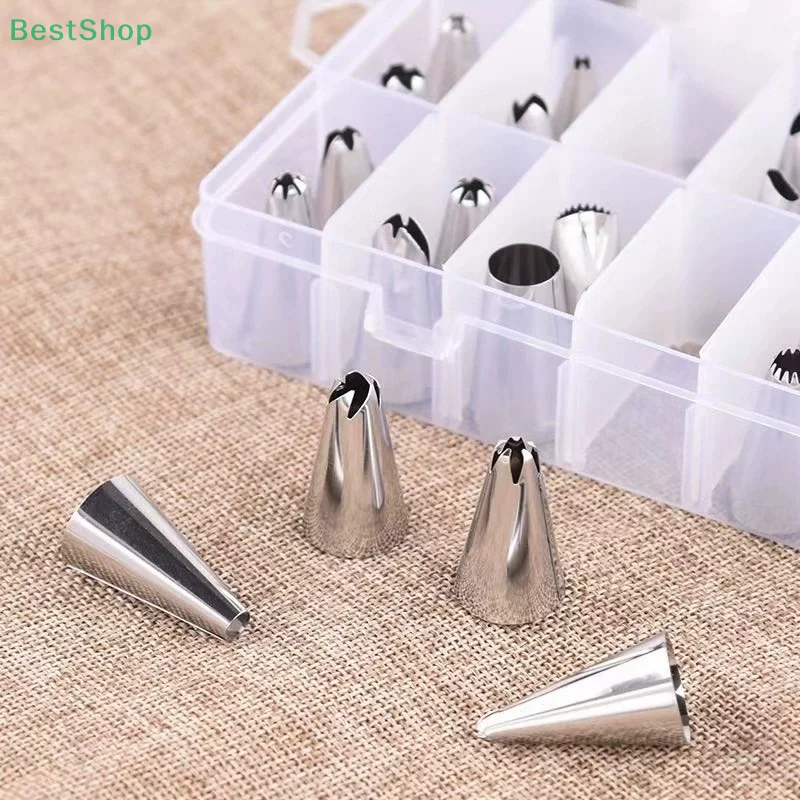 24 Styles Stainless Steel Decorative Pastry Nozzle Cake Decoration Set Box Decoration Nail Conversion Connector Baking Nozzles
24 Styles Stainless Steel Decorative Pastry Nozzle Cake Decoration Set Box Decoration Nail Conversion Connector Baking Nozzles