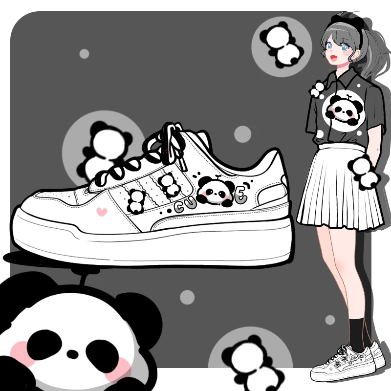 Amy and Michael Lovely Anime Panda Shoes Cute Girls Students White Sneakers Tennis Female Women Low Top Flat Casual Trainers
Amy and Michael Lovely Anime Panda Shoes Cute Girls Students White Sneakers Tennis Female Women Low Top Flat Casual Trainers