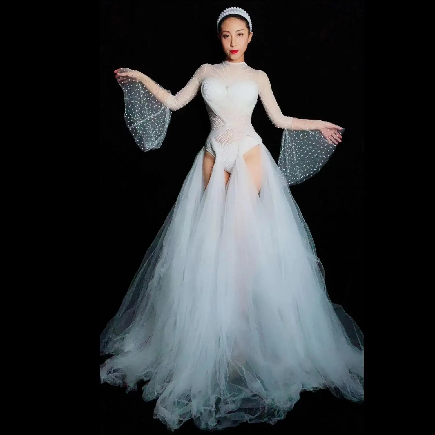 Piaoshaqun Sparkly White Sheer Mesh Tulle Maxi Dress Flare Sleeve Rhinestone High Neck Bodysuit Gown Evening Party Prom Dress
Piaoshaqun Sparkly White Sheer Mesh Tulle Maxi Dress Flare Sleeve Rhinestone High Neck Bodysuit Gown Evening Party Prom Dress