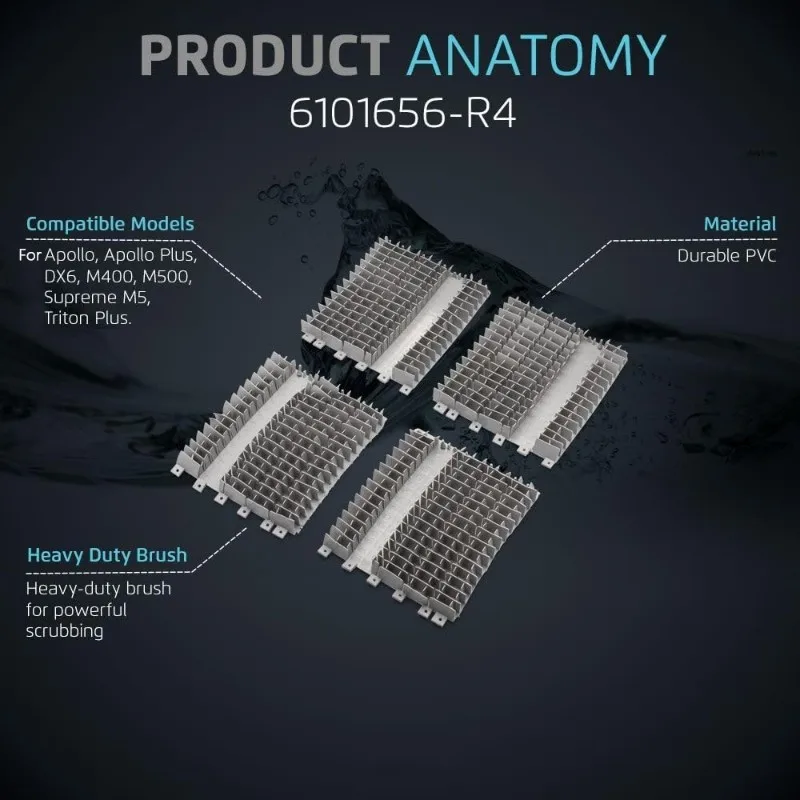 For Dolphin Replacement Part - Front And Rear Climbing Brush Set For Ultimate Wall Scrubbing (4PK) - 6101656-R4-AT35
For Dolphin Replacement Part - Front And Rear Climbing Brush Set For Ultimate Wall Scrubbing (4PK) - 6101656-R4-AT35
