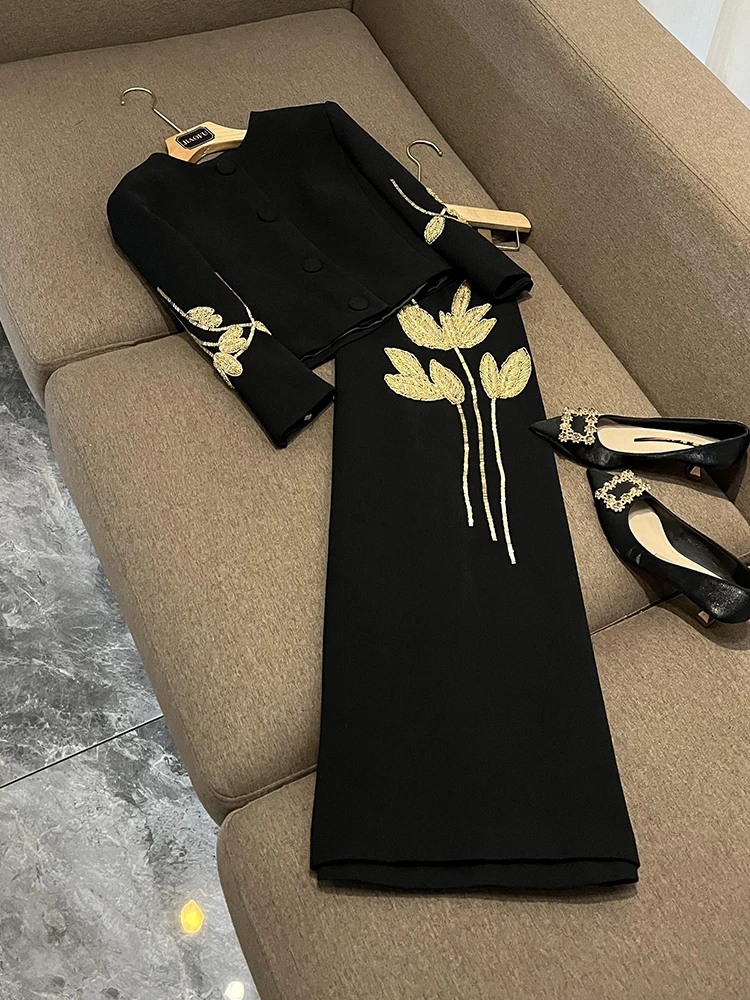 Новое поступление Ele Floral Embellied Heavy Du Jaet Sve Топ Пальто Юбка средней длины Комплект A0522 Женский модный ансамбль
Новое поступление Ele Floral Embellied Heavy Du Jaet Sve Топ Пальто Юбка средней длины Комплект A0522 Женский модный ансамбль