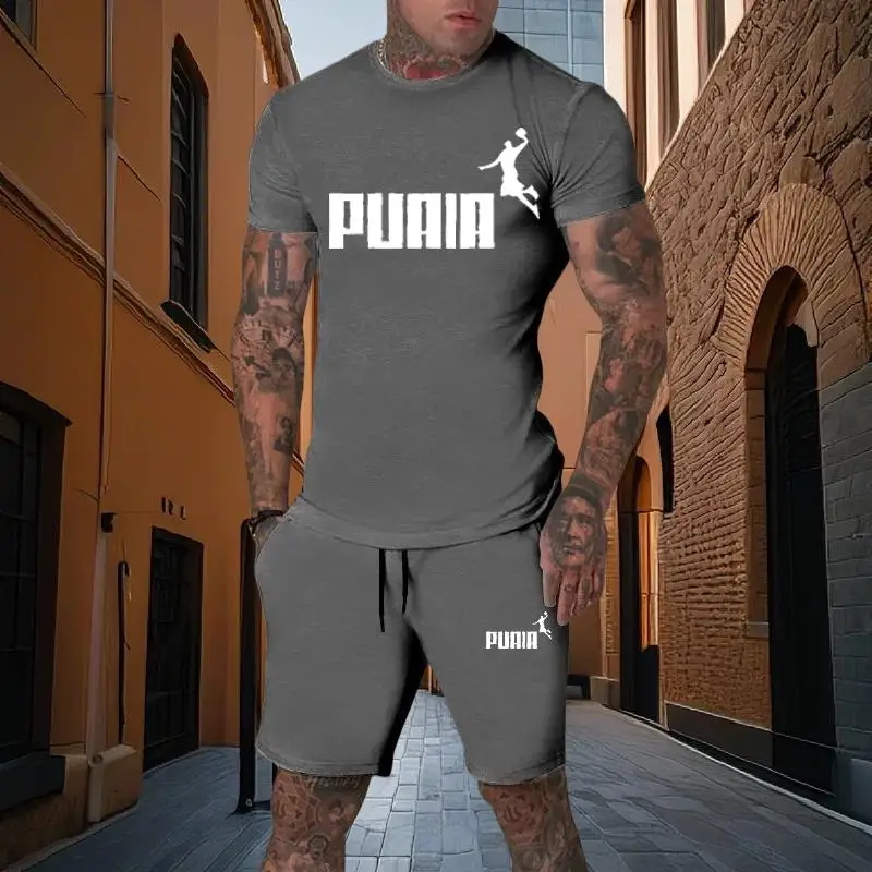 Summer fashion men's two-piece set casual sports printed short sleeved T-shirt+shorts fitness sportswear
Summer fashion men's two-piece set casual sports printed short sleeved T-shirt+shorts fitness sportswear