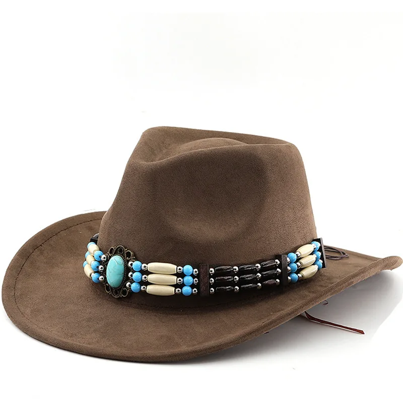 New Ethnic Style Suede Western Cowboy Top Turquoise Riding Jazz Rolled Edge Felt Sun Hat
New Ethnic Style Suede Western Cowboy Top Turquoise Riding Jazz Rolled Edge Felt Sun Hat