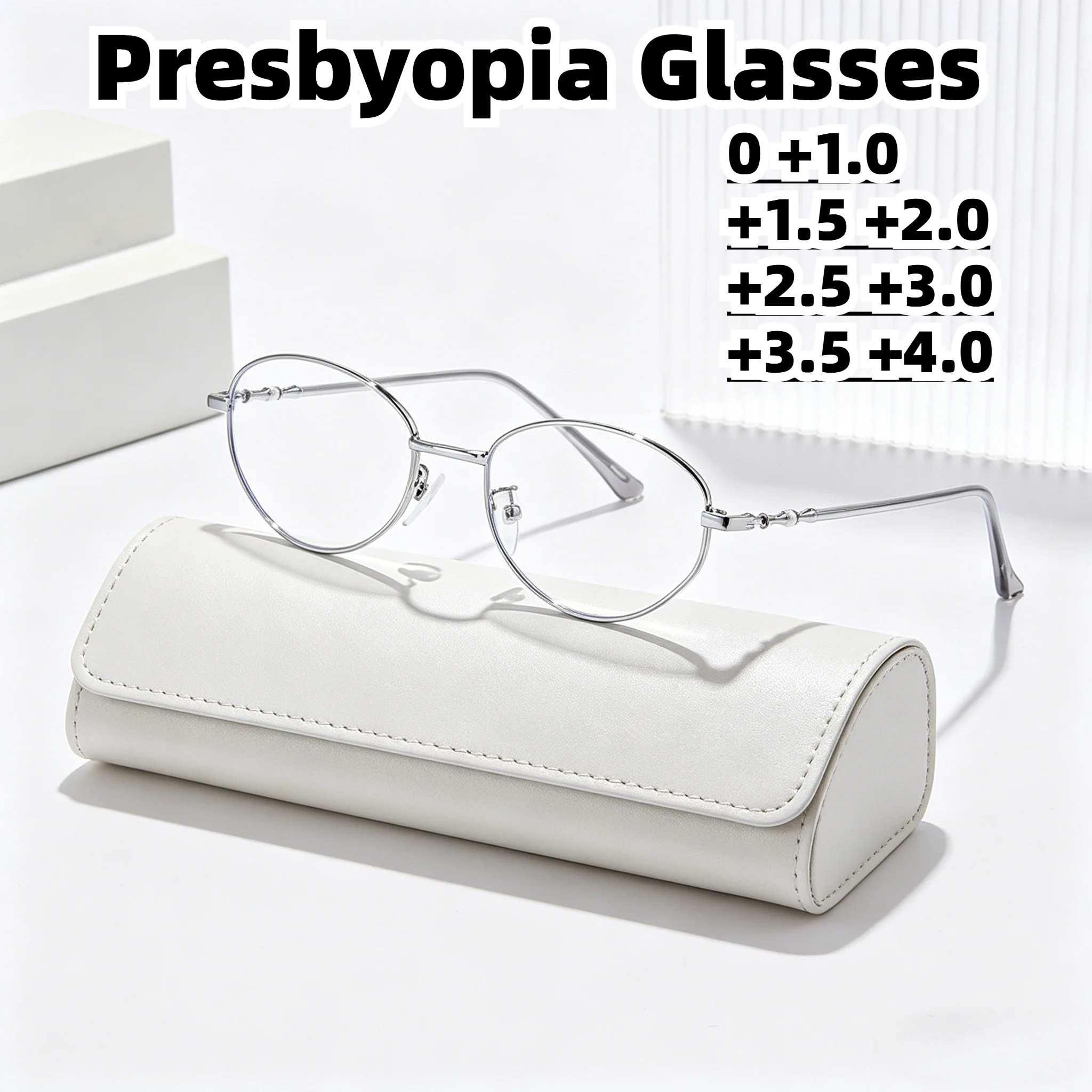 Oval Presbyopia Glasses with Metal Frame Anti Blue Light Reading Eyeglasses for Women Available in +1.0 To +4.0 Diopters
Oval Presbyopia Glasses with Metal Frame Anti Blue Light Reading Eyeglasses for Women Available in +1.0 To +4.0 Diopters