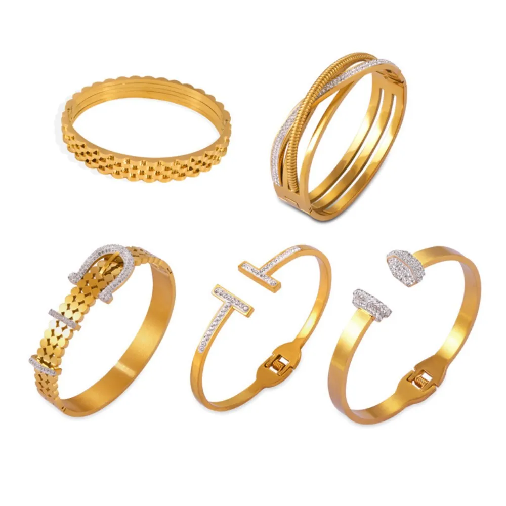 Modern 316L Stainless Steel Gold-Plated Bracelet for Women Hollow Luxury Crystal Bracelet Female Trend Jewelry Gift
Modern 316L Stainless Steel Gold-Plated Bracelet for Women Hollow Luxury Crystal Bracelet Female Trend Jewelry Gift