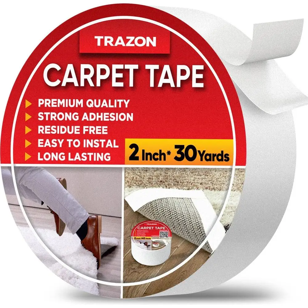 Carpet Tape Double Sided - Rug Tape Grippers for Hardwood Floors, Area Rugs - Strong Adhesive, Removable, Heavy Duty Stickers Ta
Carpet Tape Double Sided - Rug Tape Grippers for Hardwood Floors, Area Rugs - Strong Adhesive, Removable, Heavy Duty Stickers Ta