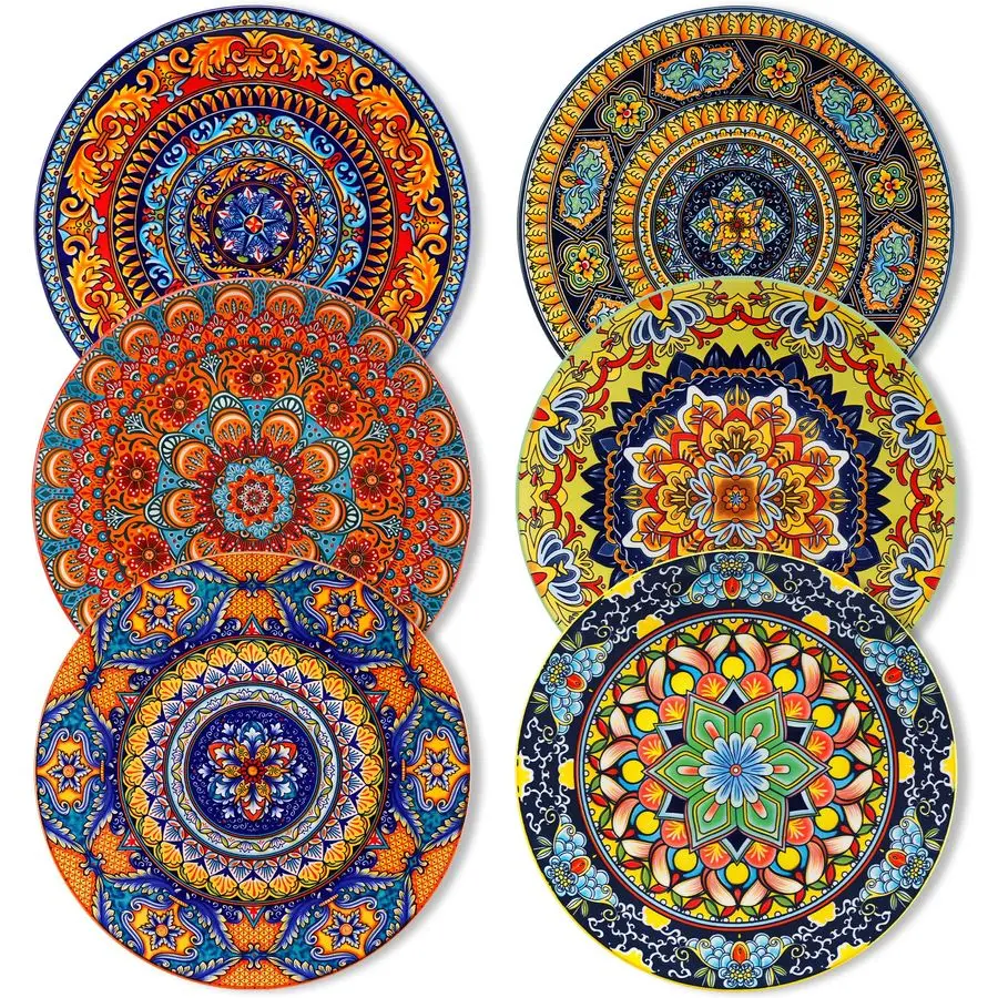 Bohemian Dinner Plates Set of 6, 10.5 Inch Ceramic Kitchen Plates for Dinner, Colorful Printed Dishes for Dining, Microwave amp
Bohemian Dinner Plates Set of 6, 10.5 Inch Ceramic Kitchen Plates for Dinner, Colorful Printed Dishes for Dining, Microwave amp