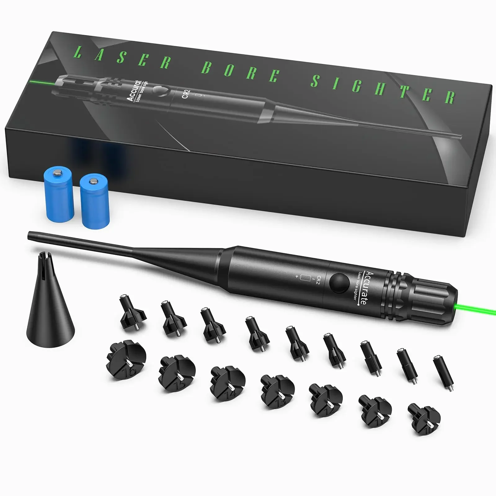 Bore Sight Kit for .17 to 12GA Caliber Rifles Pistols Green Laser Sight Boresighter with Big Button Switch
Bore Sight Kit for .17 to 12GA Caliber Rifles Pistols Green Laser Sight Boresighter with Big Button Switch