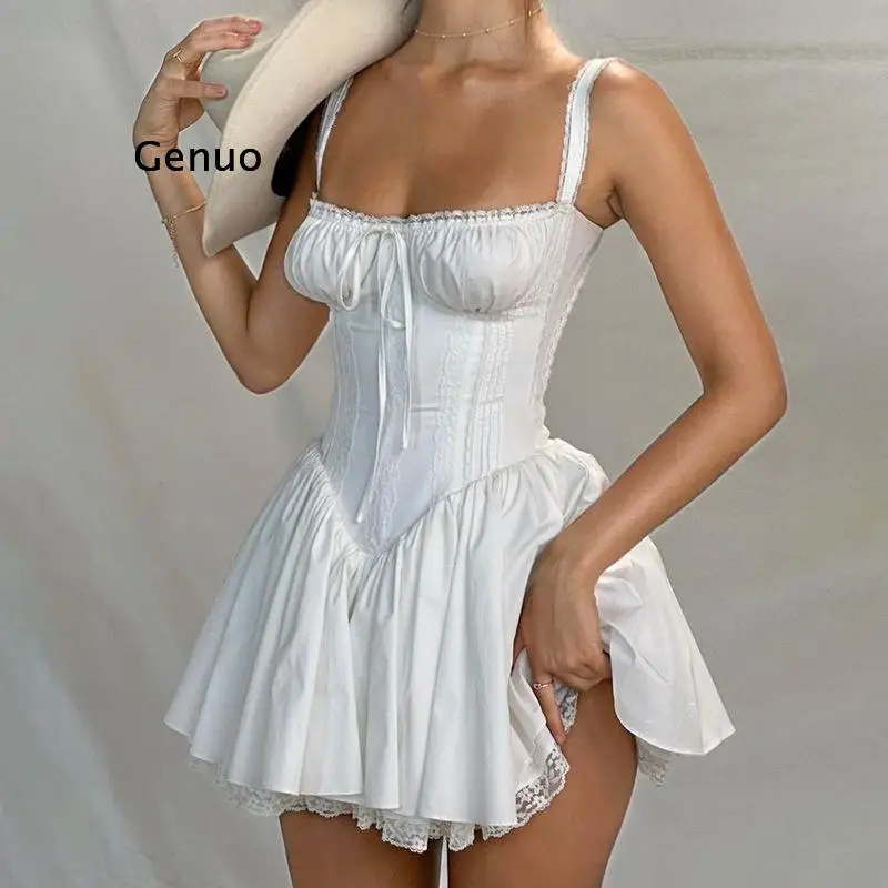 2026 Women Corset Style Spaghetti Strap Mini Dress Lace Trim Ruffle Hem A Line Dress
2026 Women Corset Style Spaghetti Strap Mini Dress Lace Trim Ruffle Hem A Line Dress