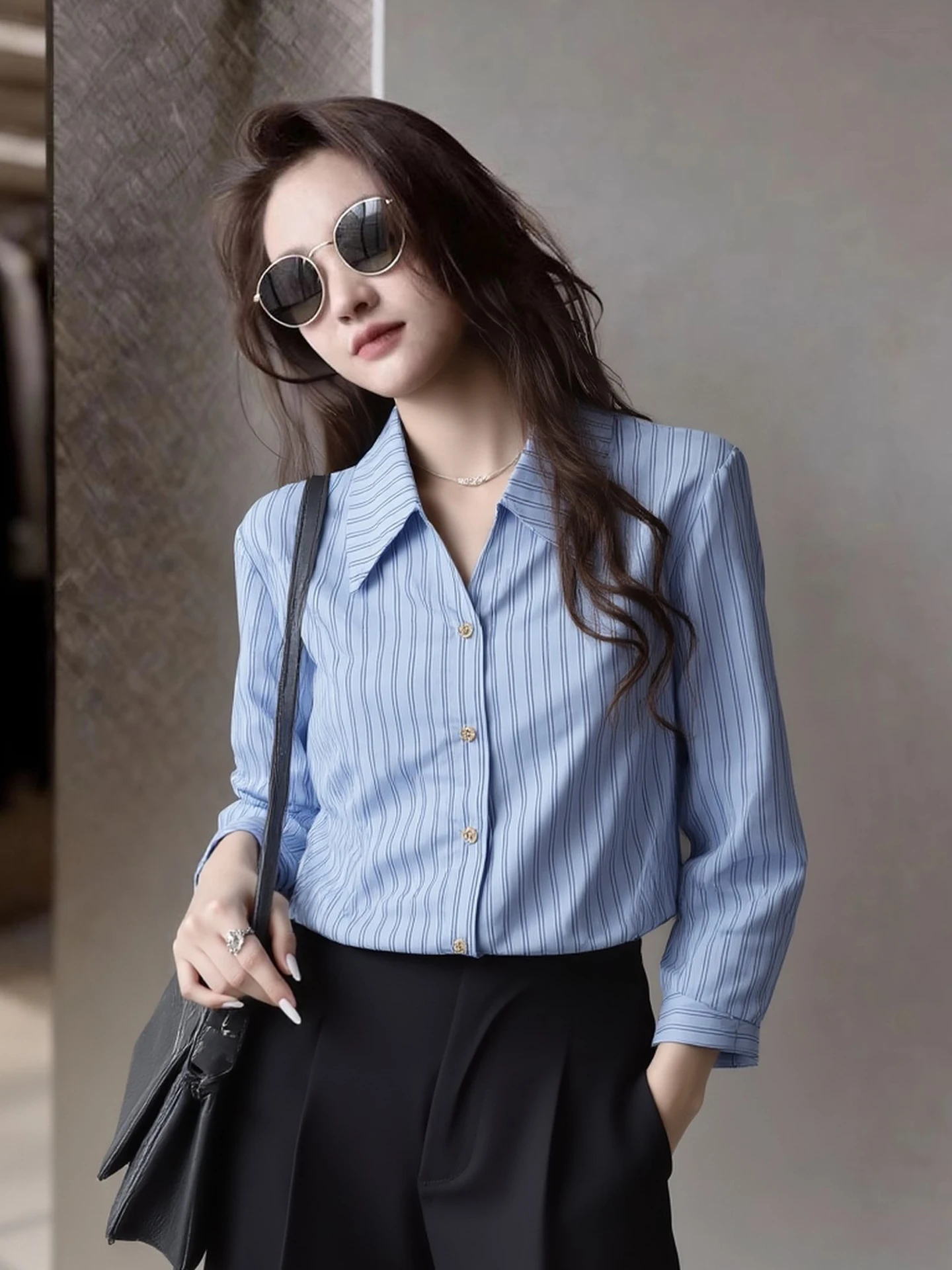 Commuter Stripe Loose Long Sleeve Chiffon Shirt Anti-aging Early Spring Fashionable Shoulder Shirt Versatile Korean Style Blouse
Commuter Stripe Loose Long Sleeve Chiffon Shirt Anti-aging Early Spring Fashionable Shoulder Shirt Versatile Korean Style Blouse