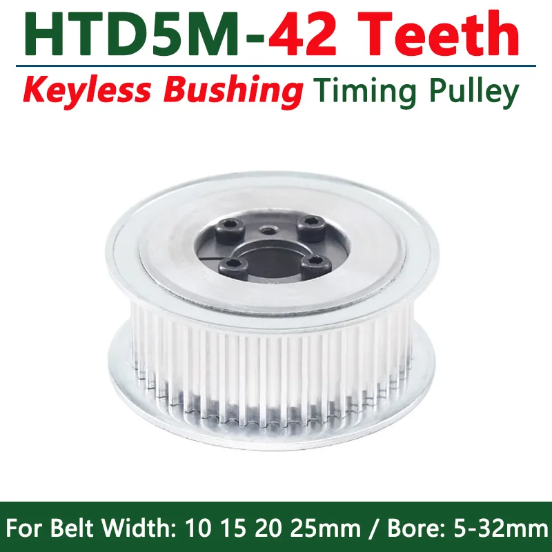 1pcs 42 Teeth HTD 5M Expansion Sleeve Synchronous Wheel Keyless Bushing Timing Pulley for Belt Width 10/15/20/25mm Bore 5-32mm
1pcs 42 Teeth HTD 5M Expansion Sleeve Synchronous Wheel Keyless Bushing Timing Pulley for Belt Width 10/15/20/25mm Bore 5-32mm