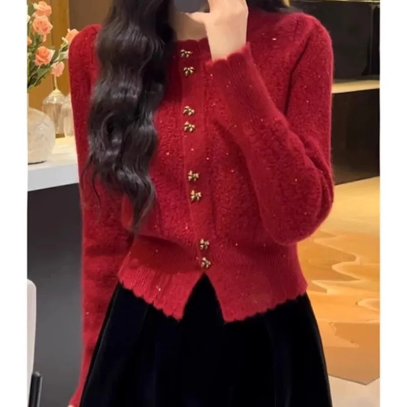 Early Autumn Small Fraance Sle Knitted Sweater Coat Gold Button Fem Students Outerwear Lace Trim Top
Early Autumn Small Fraance Sle Knitted Sweater Coat Gold Button Fem Students Outerwear Lace Trim Top