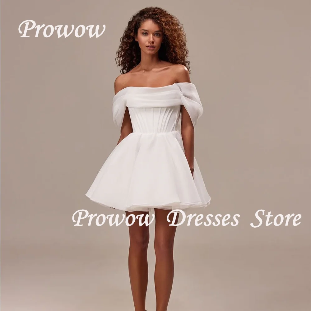 Prowow Simple Puffy Short Wedding Dresses Off Shoulder Scoop Neck Mini Bridal Gowns Pleats Zip Corset Back Free Customized
Prowow Simple Puffy Short Wedding Dresses Off Shoulder Scoop Neck Mini Bridal Gowns Pleats Zip Corset Back Free Customized