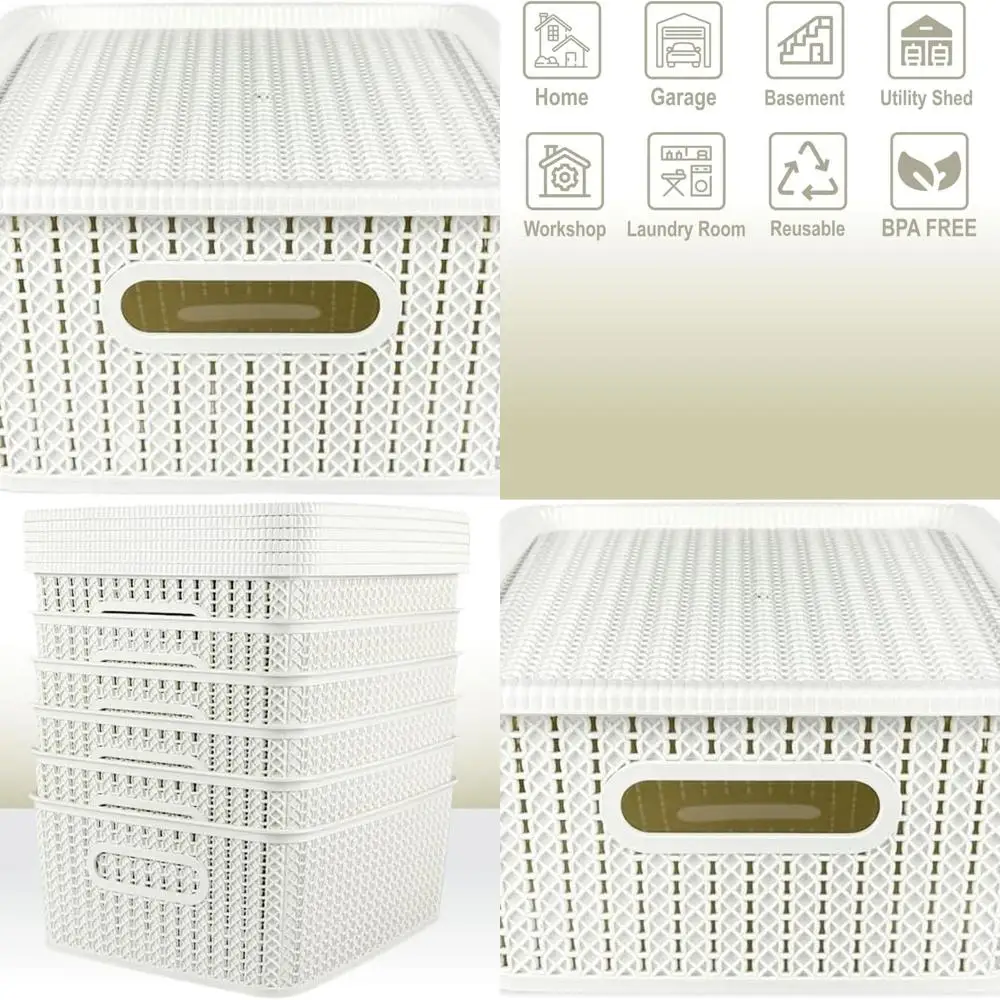 Набор коробок для хранения из ротанга из 6 предметов — средний размер, 13 унций с крышками и ручками | Штабелируемые пластиковые корзины для домашней организации
Набор коробок для хранения из ротанга из 6 предметов — средний размер, 13 унций с крышками и ручками | Штабелируемые пластиковые корзины для домашней организации