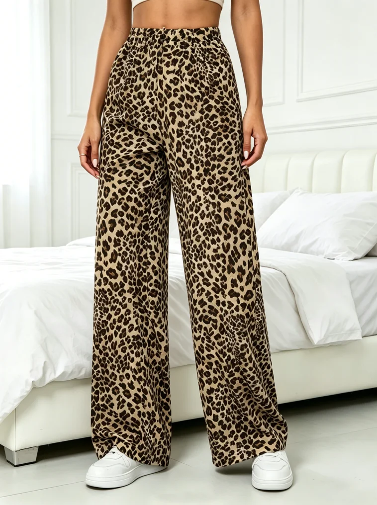 Women Vintage Leopard Print Wide Leg Pants Elastic High Waist Loose Casual Trousers Soft Fabric Streetwear Lounge Pajama Bottoms
Women Vintage Leopard Print Wide Leg Pants Elastic High Waist Loose Casual Trousers Soft Fabric Streetwear Lounge Pajama Bottoms