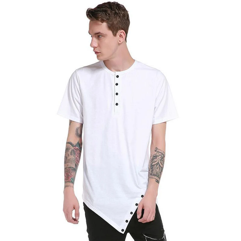 Summer Short Sleeve Mens Irregular Hem Tshirt Trendy Button Collar Hip Hop Streetwear Tops Tees Slim Fit Camisetas MEN T-Shirt
Summer Short Sleeve Mens Irregular Hem Tshirt Trendy Button Collar Hip Hop Streetwear Tops Tees Slim Fit Camisetas MEN T-Shirt