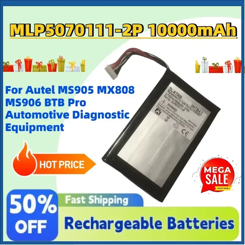 In Stock MLP5070111-2P 10000mAh 3.7V Rechargeable Battery for Autel MS905 MX808 MS906 BTB Pro Automotive Diagnostic Equipment
In Stock MLP5070111-2P 10000mAh 3.7V Rechargeable Battery for Autel MS905 MX808 MS906 BTB Pro Automotive Diagnostic Equipment