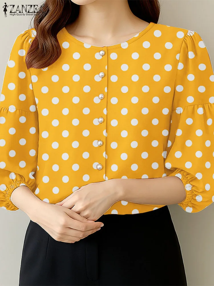 ZANZEA Elegant 3/4 Sleeve Work Shirt 2025 Summer Polka Dots Print Women Blouses Fashion Holiday Tunic Tops Casual Buttons Blusas
ZANZEA Elegant 3/4 Sleeve Work Shirt 2025 Summer Polka Dots Print Women Blouses Fashion Holiday Tunic Tops Casual Buttons Blusas