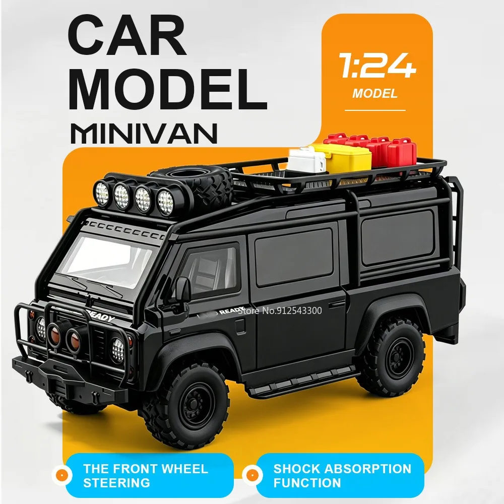 1:24 Scale Defender VAN 110 Car Model Toy Doors Opened Pull Back Cars Front Wheel Steer Shock Absorption Vehicle Home Decoration
1:24 Scale Defender VAN 110 Car Model Toy Doors Opened Pull Back Cars Front Wheel Steer Shock Absorption Vehicle Home Decoration