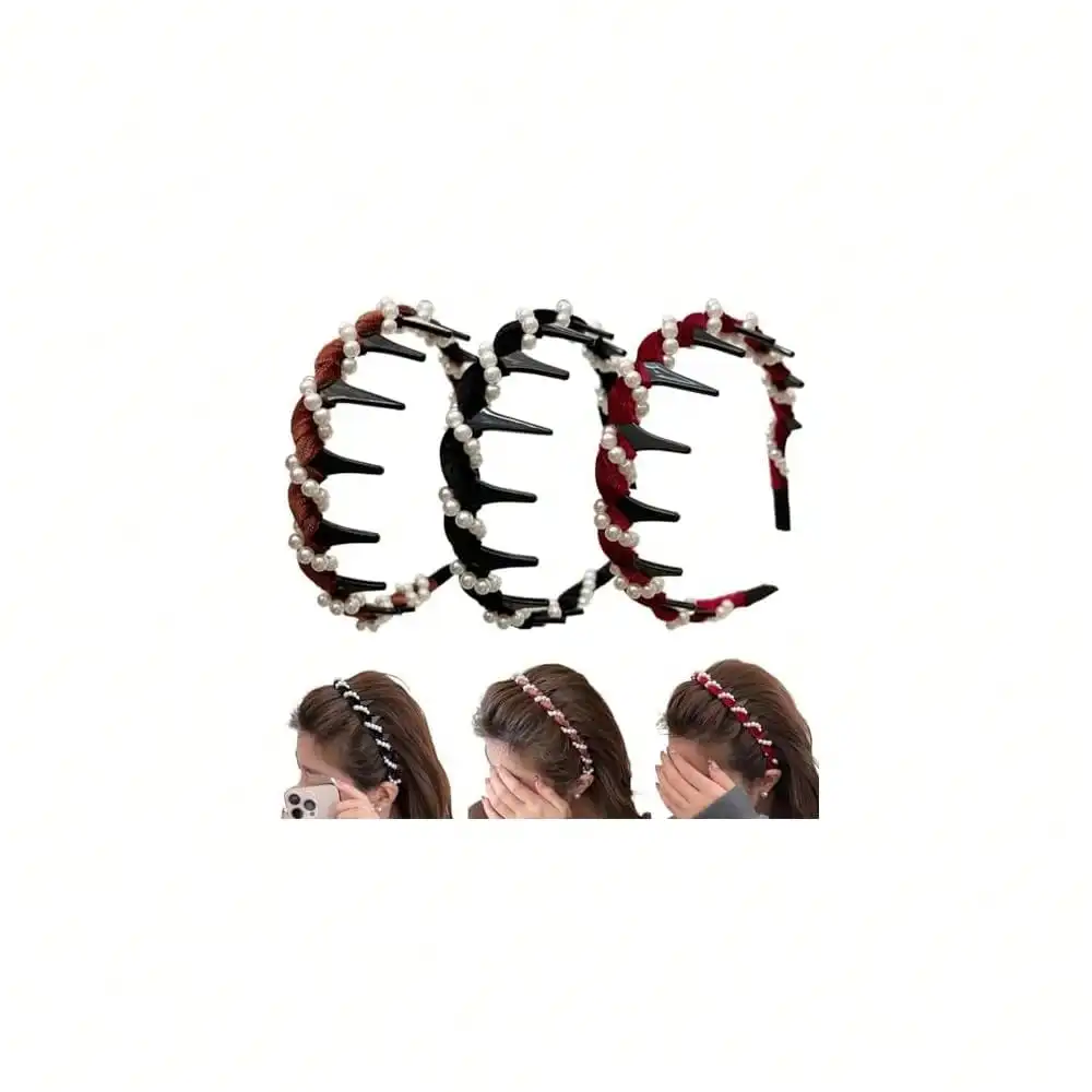Vintage High Cranium Artificial Pearl Hairband, Elegant Braided Pearls Headbands With Teeth, Bridal Hair Hoop Rhinestones For Women, Wedding Party Hair Hoop Band Headwear For Bride(3 Pcs)
Vintage High Cranium Artificial Pearl Hairband, Elegant Braided Pearls Headbands With Teeth, Bridal Hair Hoop Rhinestones For Women, Wedding Party Hair Hoop Band Headwear For Bride(3 Pcs)