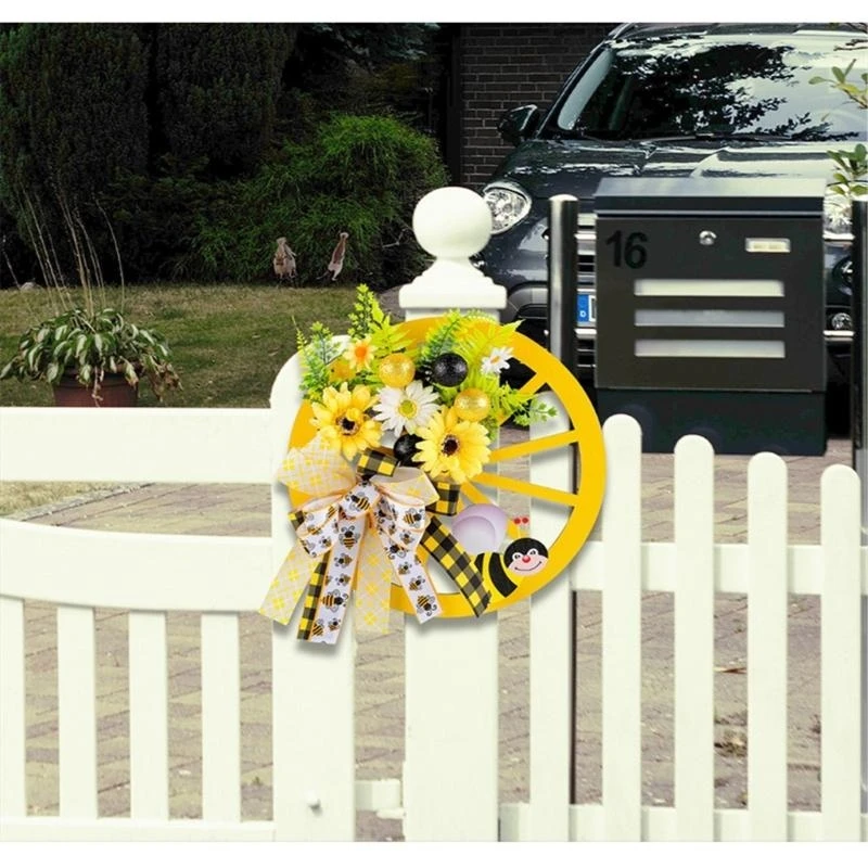 Front Door Wreath with Wheel, Artificial Spring Wreath Bowknot Sunflowers Wreath for Front Door Wall Garden Decorations 15UB
Front Door Wreath with Wheel, Artificial Spring Wreath Bowknot Sunflowers Wreath for Front Door Wall Garden Decorations 15UB