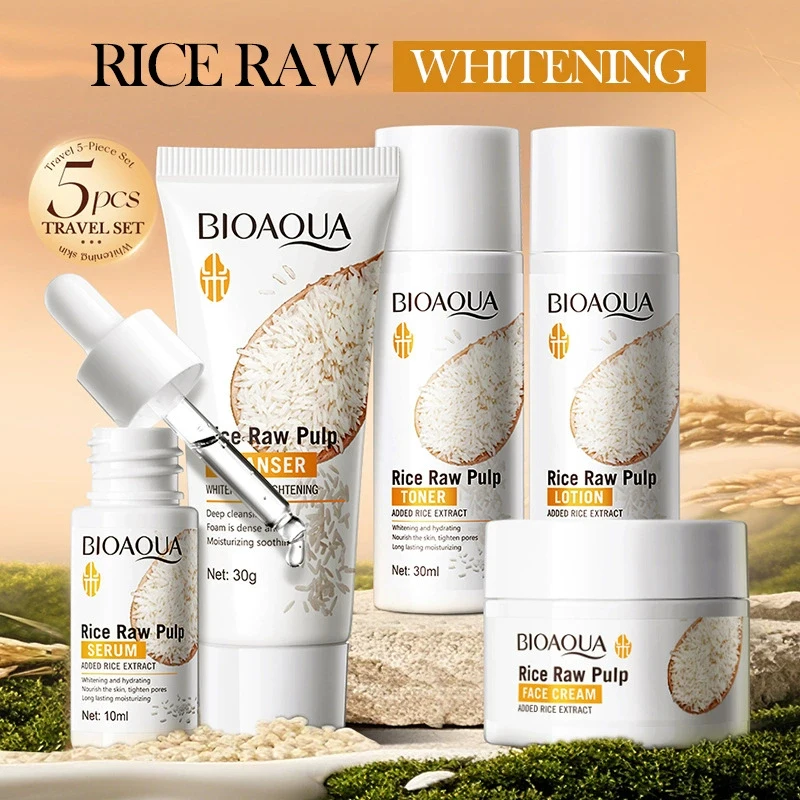 5Pcs BIOAOUA Rice Whitening Set Brighten Hydrating Moisturize Soothing Facial Cleanser+toner+essence+lotion+cream Skincare
5Pcs BIOAOUA Rice Whitening Set Brighten Hydrating Moisturize Soothing Facial Cleanser+toner+essence+lotion+cream Skincare