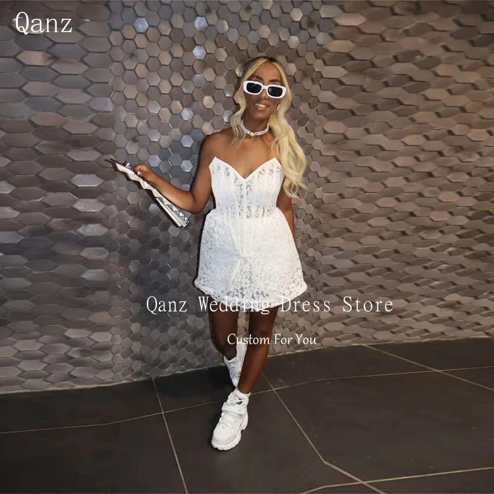 Qanz White Short Wedding Party Dress Lace Appliques Bones Sexy Mini Kleid Damen Festlich Hochzeit Vestidos De Gala Customized
Qanz White Short Wedding Party Dress Lace Appliques Bones Sexy Mini Kleid Damen Festlich Hochzeit Vestidos De Gala Customized