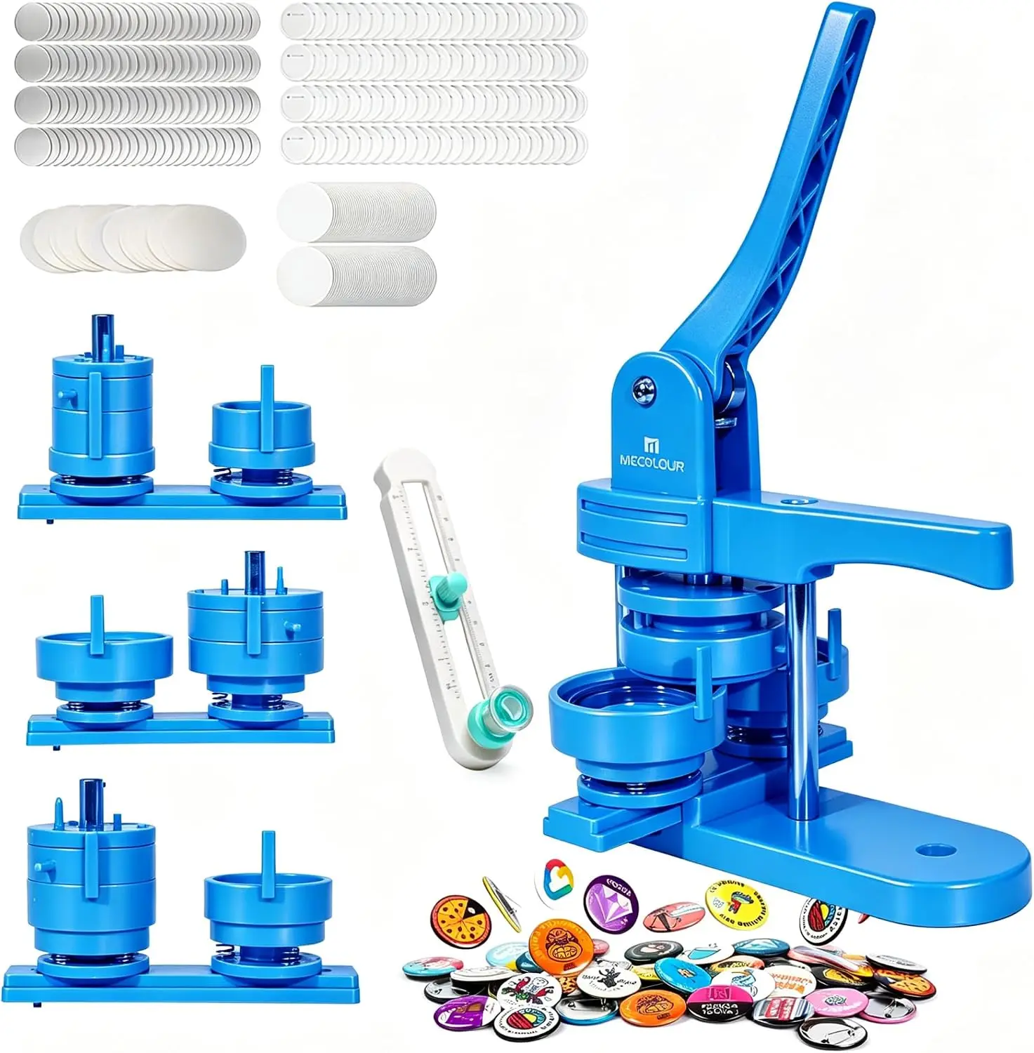 Button Maker Machine Multiple Sizes 1.26+1.73+2.28 inch Pin Maker Machine,150pcs Button Badge Making Supplies,Button Press Machine for DIY Personalized Pinback Buttons Children DIY Gift(Blue)
Button Maker Machine Multiple Sizes 1.26+1.73+2.28 inch Pin Maker Machine,150pcs Button Badge Making Supplies,Button Press Machine for DIY Personalized Pinback Buttons Children DIY Gift(Blue)