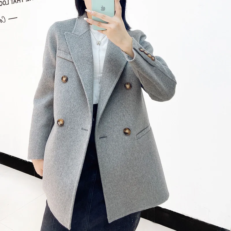 2023 New Women Office Lady Double-sided Wool Coat Mid-length Double-breasted Lapel Wool Coats Fashion Clothing Famale Spring Win
2023 New Women Office Lady Double-sided Wool Coat Mid-length Double-breasted Lapel Wool Coats Fashion Clothing Famale Spring Win