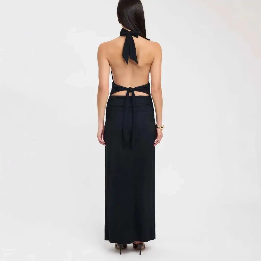 2025 Summer New Sexy Hanging Neck Deep V-strap Bareback Slimming Split Solid Color Jumpsuit Long Dress Dress Robe Vestido Women
2025 Summer New Sexy Hanging Neck Deep V-strap Bareback Slimming Split Solid Color Jumpsuit Long Dress Dress Robe Vestido Women