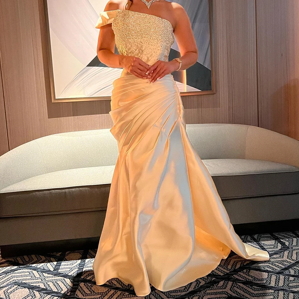Customized Classic Straight Floor Length Strapless Off the Shoulder Satin Sleeveless Evening Dress Elegant vestidos para mujer
Customized Classic Straight Floor Length Strapless Off the Shoulder Satin Sleeveless Evening Dress Elegant vestidos para mujer