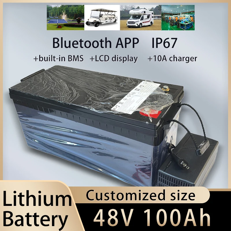 lithium-ion Batterie 48V, 100Ah pour films, avec Bluetooth, 5000W,9600W Go Cart, stockage d'énergie solaire, avec charger 10A
lithium-ion Batterie 48V, 100Ah pour films, avec Bluetooth, 5000W,9600W Go Cart, stockage d'énergie solaire, avec charger 10A