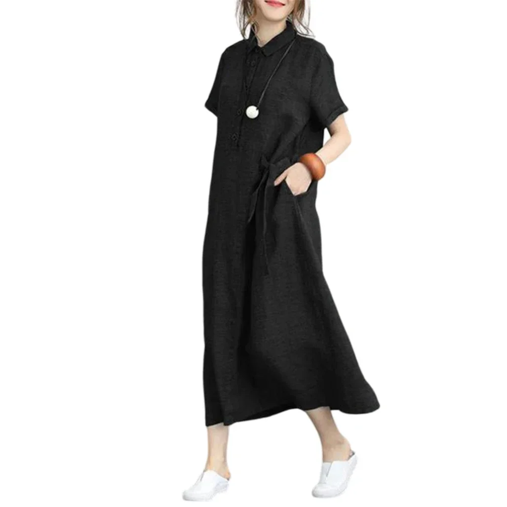 Dress Women's Dress Long Dress Oversie Short Sleeve Vacation Vintage Lapel Non Stretch Regular Solid Color Comfy
Dress Women's Dress Long Dress Oversie Short Sleeve Vacation Vintage Lapel Non Stretch Regular Solid Color Comfy