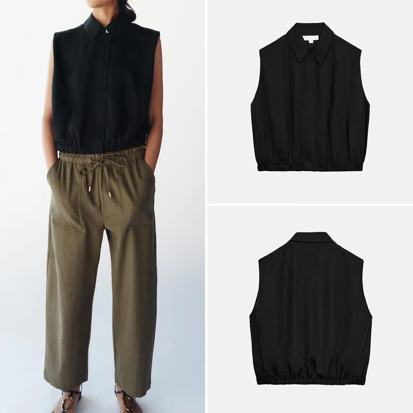 Fashionable Zipper Sleeveless Collared Balloon Style Vest for Women Spring 2026 Zadata Short Length Outerwear Casual Wear
Fashionable Zipper Sleeveless Collared Balloon Style Vest for Women Spring 2026 Zadata Short Length Outerwear Casual Wear