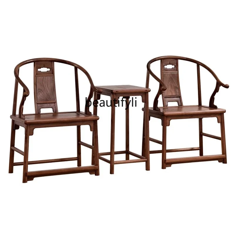 Ming-style Ansiyuan armchair with the same new Chinese solid wood Taishi chair, black walnut casual tea room backrest main chair
Ming-style Ansiyuan armchair with the same new Chinese solid wood Taishi chair, black walnut casual tea room backrest main chair