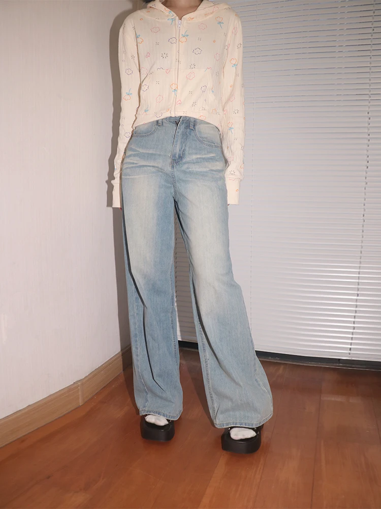 Worn Look Light Blue Casual Straight Loose Women's Jeans High Waist Zipper Autumn Winter Trousers Comfortable Faionable
Worn Look Light Blue Casual Straight Loose Women's Jeans High Waist Zipper Autumn Winter Trousers Comfortable Faionable