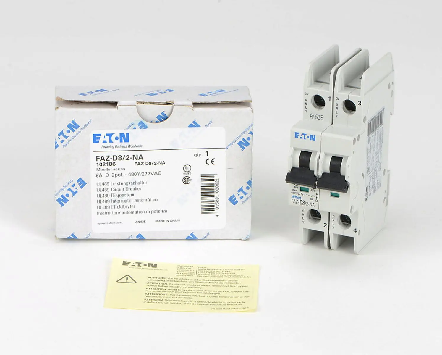 FAZ-D8/2-NA Miniature circuit breaker (MCB), 8 A, 2p, characteristic: D 102186
FAZ-D8/2-NA Miniature circuit breaker (MCB), 8 A, 2p, characteristic: D 102186