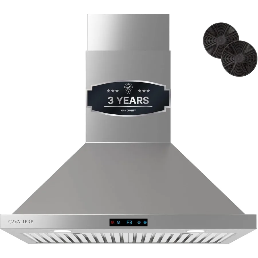 30 Inch Wall Mount Range Hood 462 CFM Ducted/Ductless Convertible with LED Lights Touch Controls Stainless Steel Baffle Filter
30 Inch Wall Mount Range Hood 462 CFM Ducted/Ductless Convertible with LED Lights Touch Controls Stainless Steel Baffle Filter