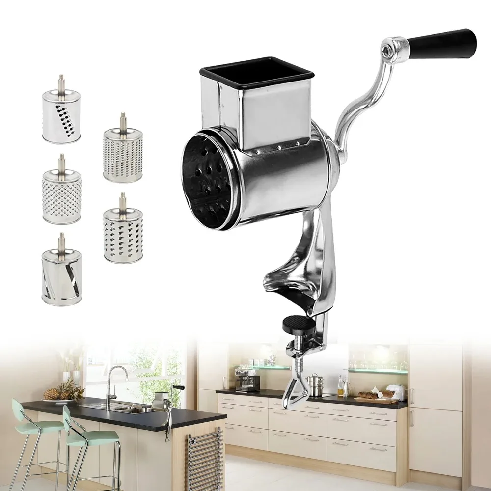 Practical Manual Rotary Hand Crank Nut Grinder Stainless Steel Sturdy Cheese Grater with 5 Blades Vegetable Slicer Prepare Meal
Practical Manual Rotary Hand Crank Nut Grinder Stainless Steel Sturdy Cheese Grater with 5 Blades Vegetable Slicer Prepare Meal