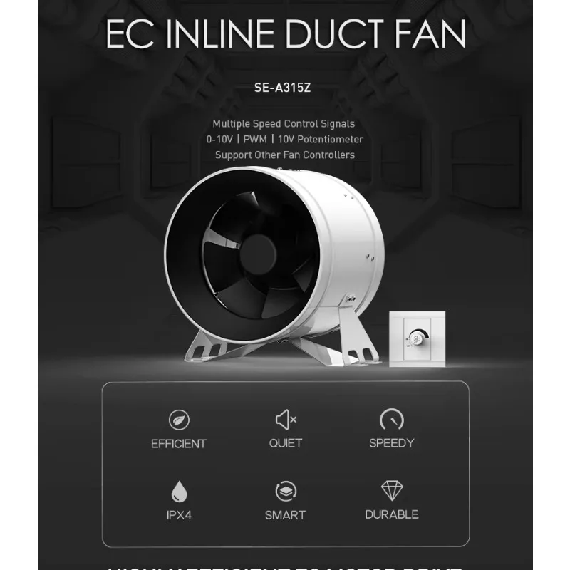 12-Inch Windy Inline Duct Exhaust Fan 110-240V Plastic Blades Model SE-A315Z
12-Inch Windy Inline Duct Exhaust Fan 110-240V Plastic Blades Model SE-A315Z