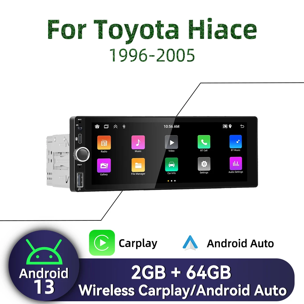 For Toyota Hiace 1996-2005 1 Din Android Radio Carplay Android Auto 6.86" Stereo Car Multimedia Head Unit GPS Navigation
For Toyota Hiace 1996-2005 1 Din Android Radio Carplay Android Auto 6.86" Stereo Car Multimedia Head Unit GPS Navigation