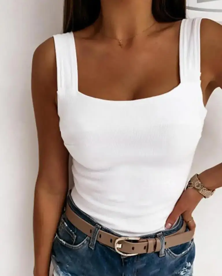 Women's Tank Tops 2024 Summer Casual Solid Color Square Neck Thick Straps Sleeveless Backless Knit Basic Slim Fit Tank Top
Women's Tank Tops 2024 Summer Casual Solid Color Square Neck Thick Straps Sleeveless Backless Knit Basic Slim Fit Tank Top