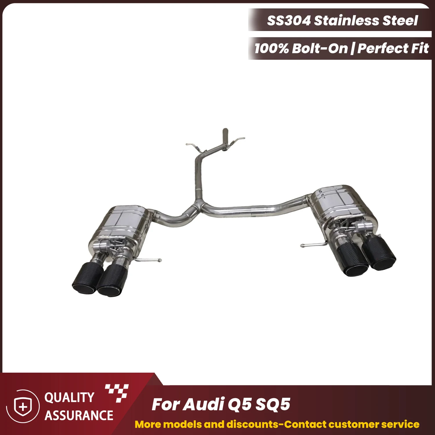 Aggressive Exhaust Sound ECCF Valved Catback Exhaust For Audi Q5 SQ5 Performance Upgrade Easy Installation
Aggressive Exhaust Sound ECCF Valved Catback Exhaust For Audi Q5 SQ5 Performance Upgrade Easy Installation