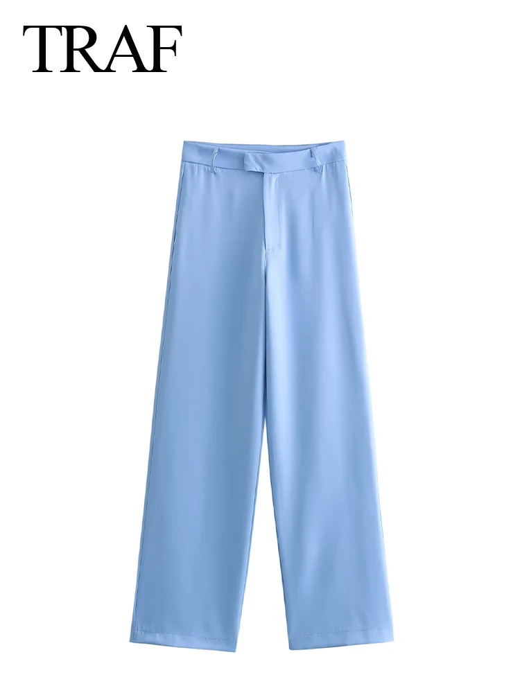 TRAF Women's Fashion Spring Casual Trouser Solid Mid Waist Pockets Zipper Buttons Long Pant Street Female Chic Wide Leg Pants
TRAF Women's Fashion Spring Casual Trouser Solid Mid Waist Pockets Zipper Buttons Long Pant Street Female Chic Wide Leg Pants