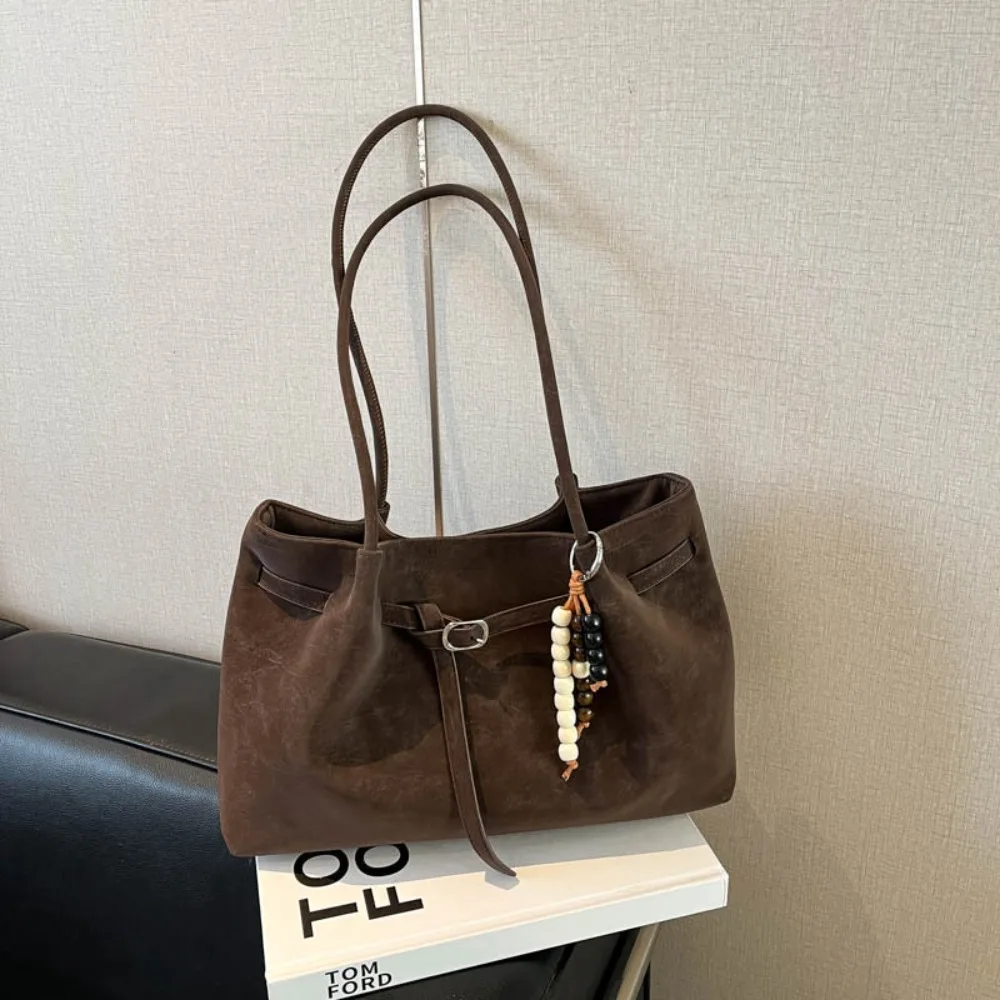 Suede/PU Leather Shoulder Bag Retro Elegant Handbag Large Capacity Solid Color Commuting Tote Bag School/Travel/Work Suede/PU Leather Shoulder Bag Retro Elegant Handbag Large Capacity Solid Color Commuting Tote Bag School/Travel/Work