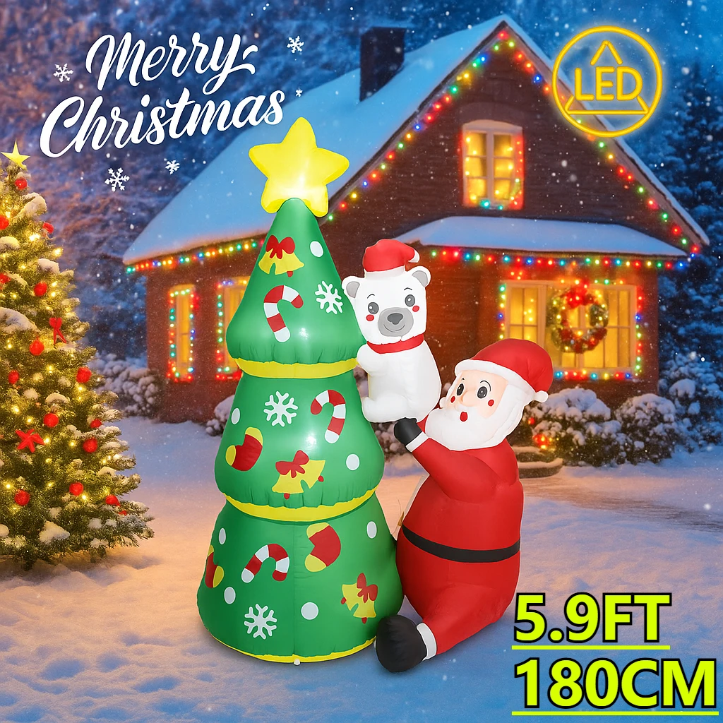 5.9FT Outdoor Holiday Decorations Christmas Inflatable Santa Supply Polar Bear Tree Set LED Home Ornament Gift Xmas Yard Decor
5.9FT Outdoor Holiday Decorations Christmas Inflatable Santa Supply Polar Bear Tree Set LED Home Ornament Gift Xmas Yard Decor